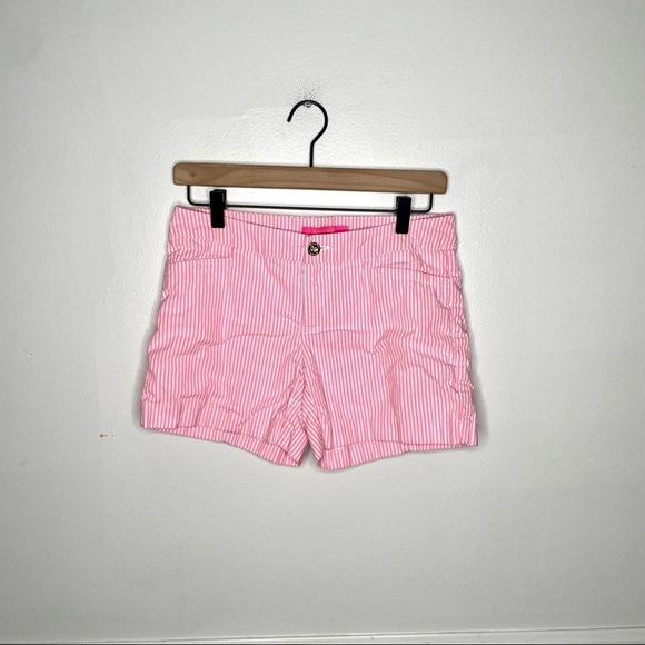 Lilly Pulitzer Kelly Pink Seersucker Stripe Shorts Womens 2 - Picture 1 of 10